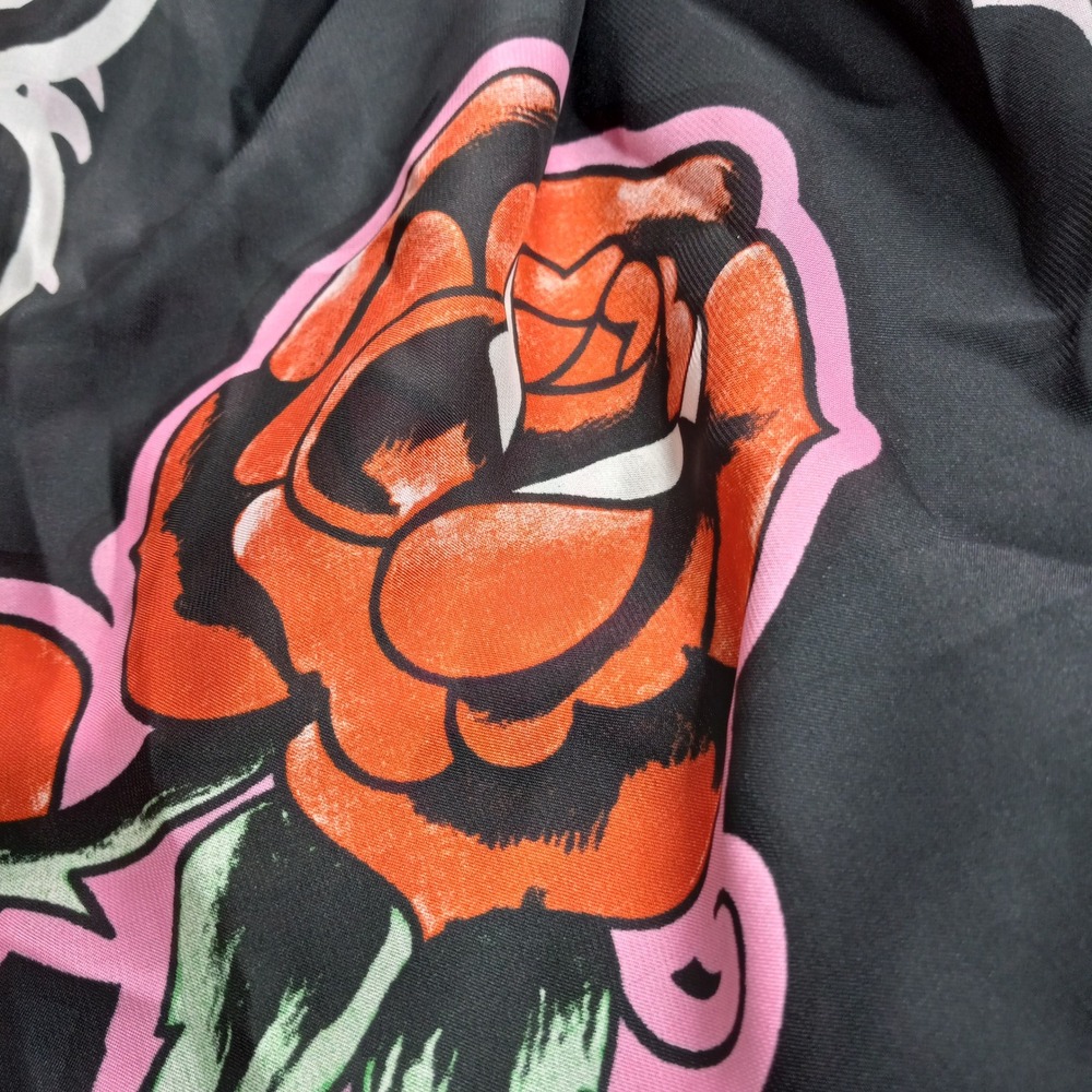 NWT Ed Hardy Tattoo Graphic Scarf Skull‎ Heart Rose Black Pink - Picture 5 of 8